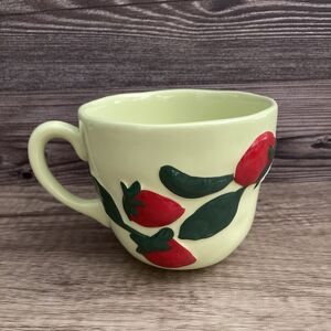 Anthropologie Foster Icon Stoneware Mug Strawberry Blossom 3D Cottagecore